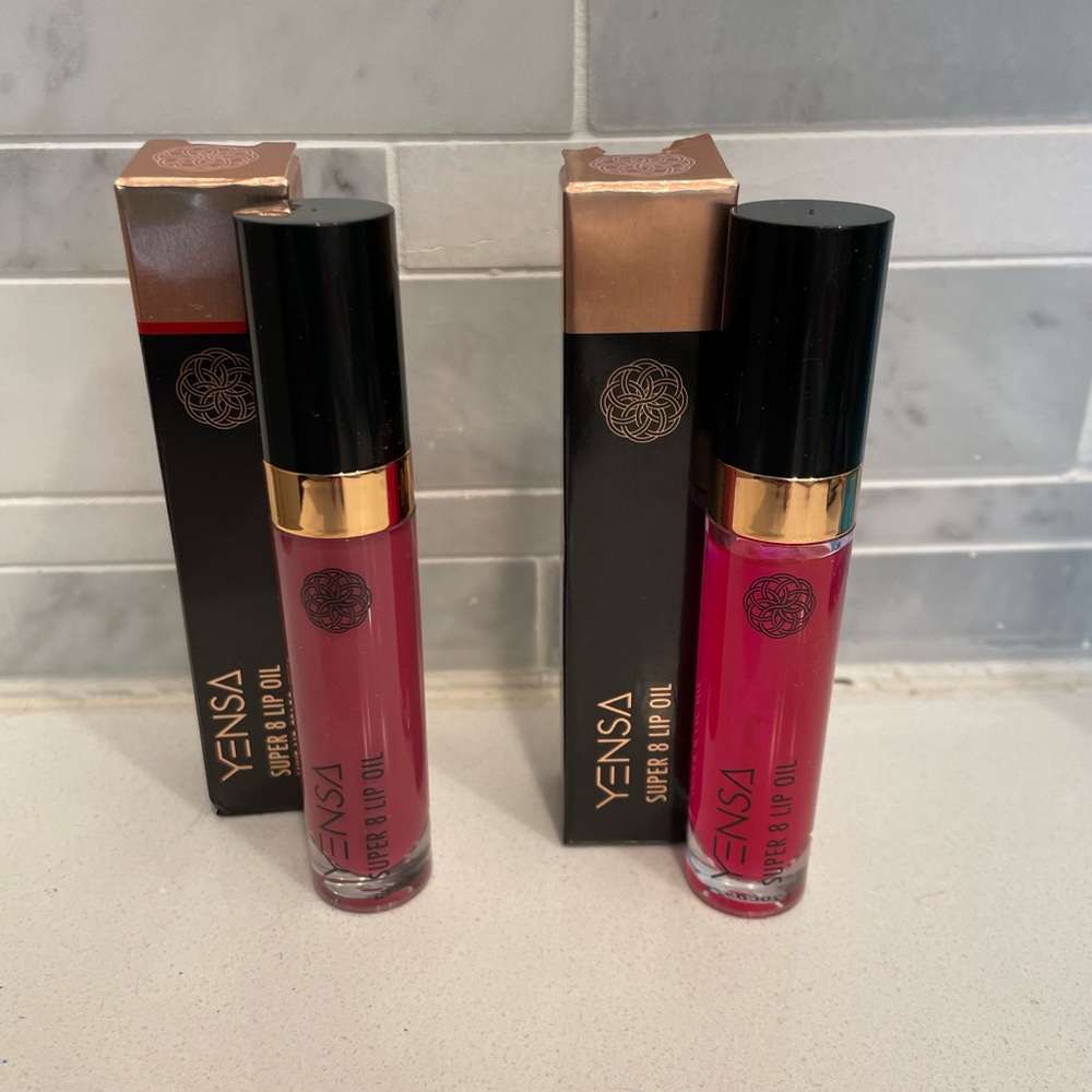 NIB Yensa Super 8 Lip Oil in Pink Shine & Boss Berry